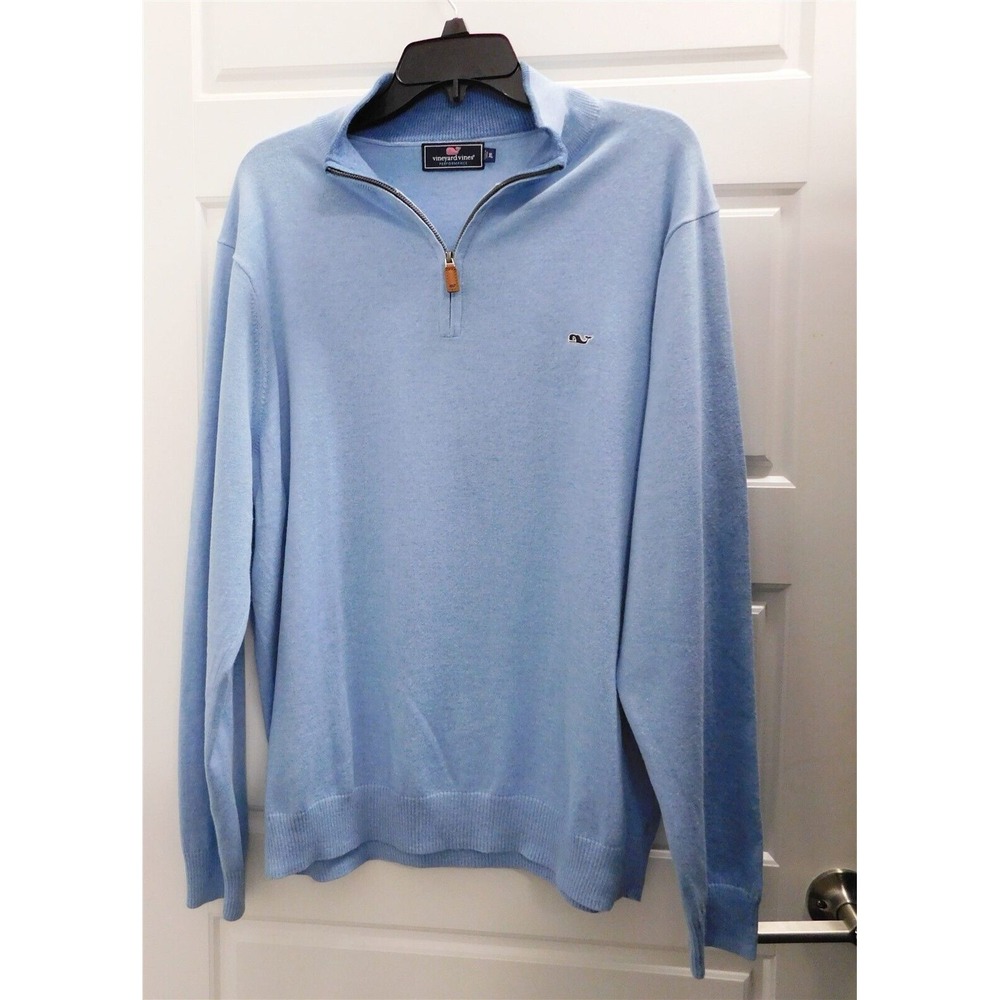 Vineyard‎ Vines Performance Light Blue Poly Cotton V-neck Sweater sz XL